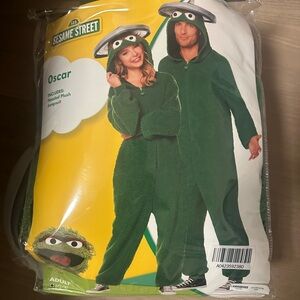 Adult Oscar the Grouch Jumpsuit Costume - Sesame Street